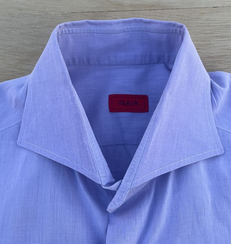 ISAIA NAPOLI Button Up Shirt Casual Beach Men Purple SIZE M 16/41 Made in Italy - Picture 4 of 5