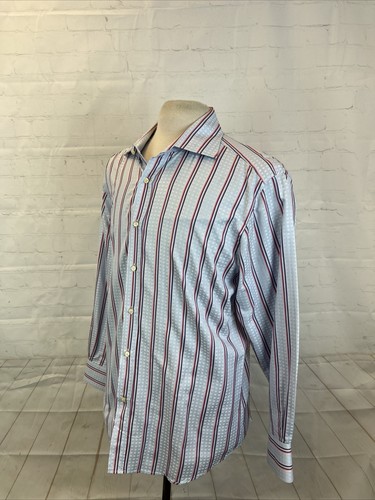 Etro Men's Light Blue & Pink Striped Cotton Dress Shirt SIZE 42 $595 - Picture 3 of 9