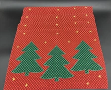 4 Cotton Park Cottage Red Green Checked Trees Christmas Holiday Place Mats