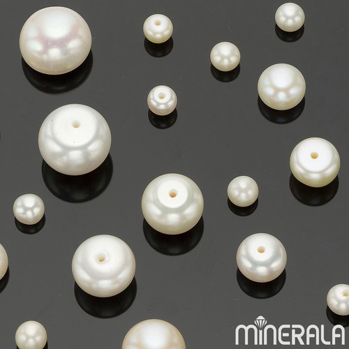 NATURAL FRESHWATER WHITE PEARL HALF DRILLED ROUND FB 2.5mm-7.75mm WP0007C - Picture 10 of 20