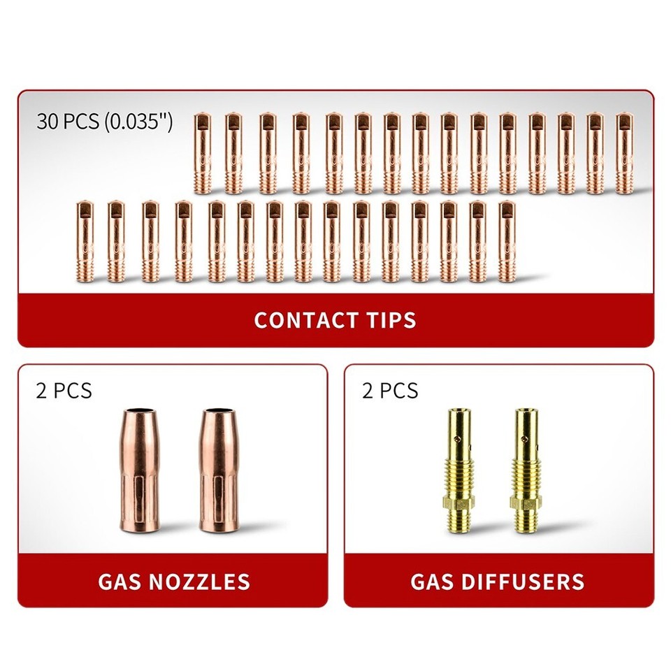 FTVOGUE 20 Stück Kupfer-Kontaktspitzen Für Binzel 15AK MIG/MAG-Schweißbrenner – 0,8 Mm Oder 1,0 Mm