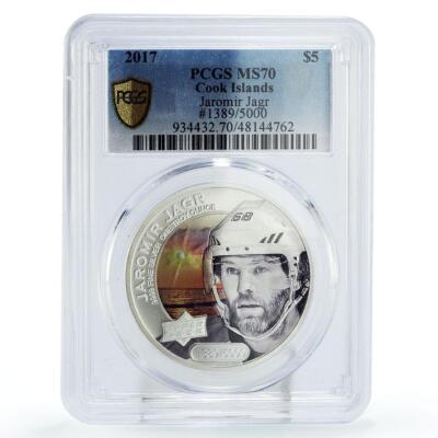 Cook Islands 5 $ Upper Deck Grandeur NHL Hockey Jagr MS70 PCGS