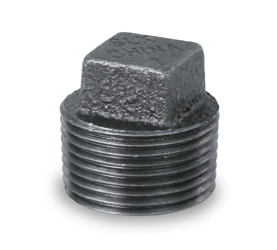 EVERFLOW Black Malleable Iron Plug with Square Head
