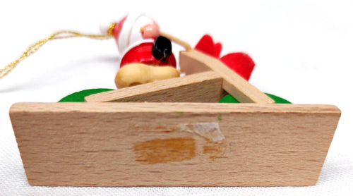 3 divertenti vintage? Ornamenti in legno - Carro di Babbo Natale con sci, Babbo Natale in bicicletta, carro angelo - Foto 14 di 19
