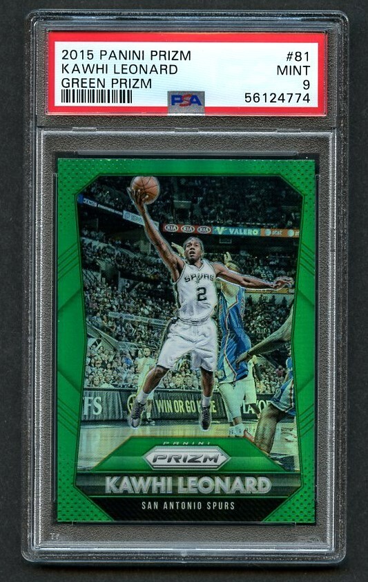 2015 Panini Prizm Green Prizm KAWHI LEONARD #81 PSA 9 MINT Clippers