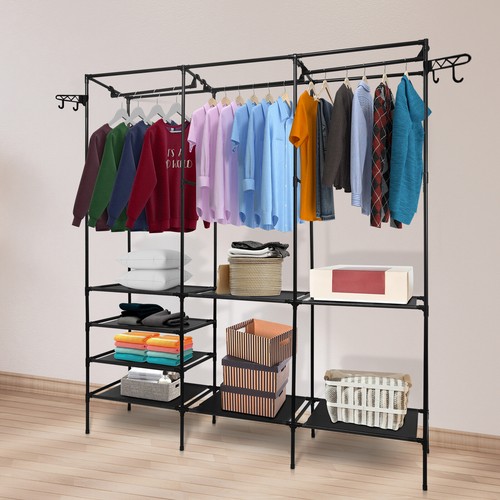 4Tiers Heavy Duty Clothing Garment Rack Closet Organizer Metal Wardrobe w/ Shelf - Picture 9 of 12
