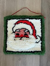 VTG Santa Claus Christmas Wall Hanging Latch Hook Rug Completed 3D Handmade