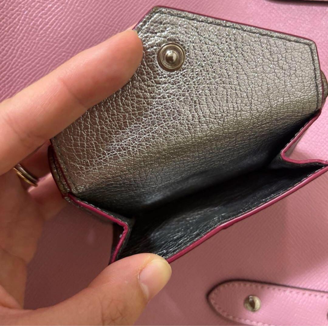 MiuMiu Miu MIu Madras Love Love Letter Heart Wallet Silver