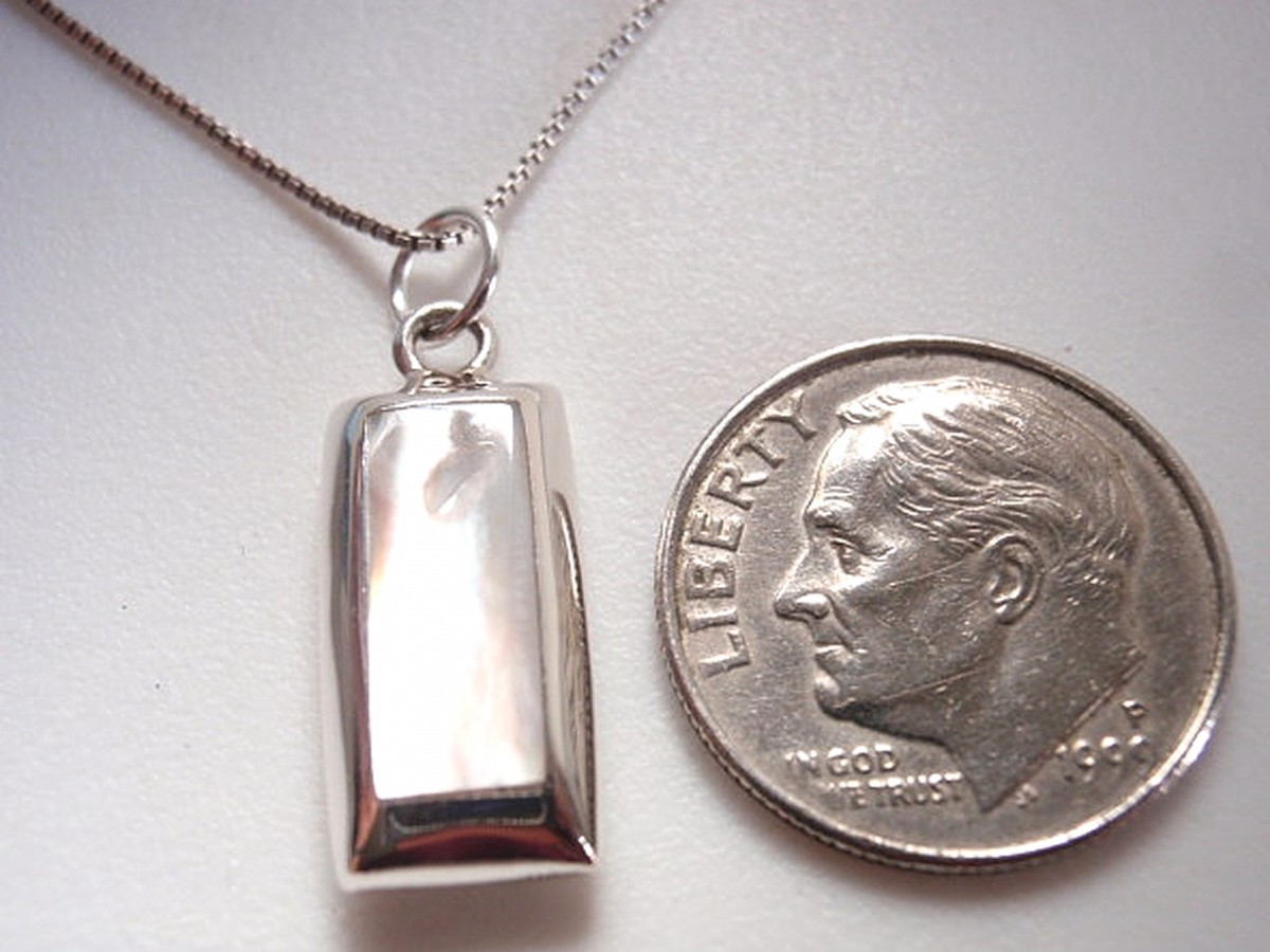 Red Coral and Mother of Pearl 925 Sterling Silver Bar Shape