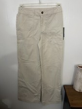 Nili Lotan Wide Leg Pants Womens 4 Cream High Rise Straight Clean Cotton Canvas
