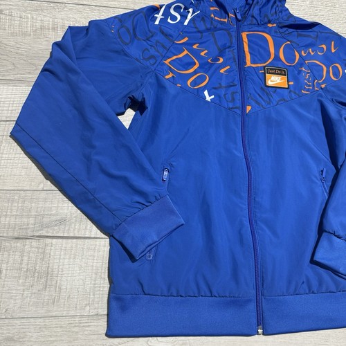 Nike Sweater Boys Large Gray Blue Orange Full Zip Long Sleeves Hoodie Kids A8 - Picture 4 of 12