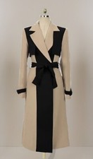 Ladies Cream Black Luxury Classic Street Trench Long Esme Jacket Coat 8 10
