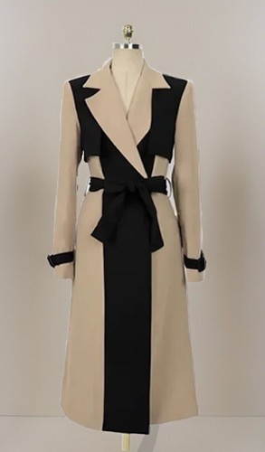 Ladies Cream Black Luxury Smart Street Trench Long Winter Jacket Coat 8 10 - Picture 2 of 17