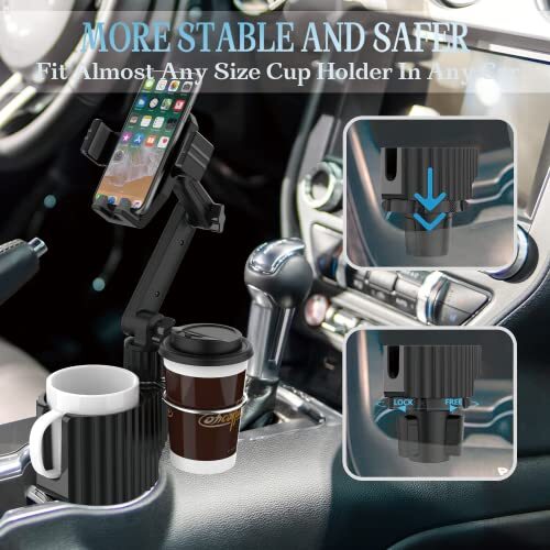 Auto Tasse Halter Handyhalterung: Universal Auto Handy Ständer mit Getränk Erweiterung Cu - Bild 4 von 8