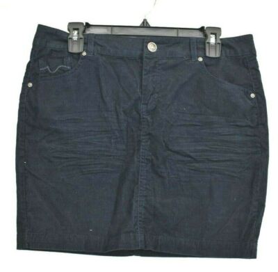 Orsay Womens Navy Corduroy Skirt Cotton Stretch Blend Pockets Belt Loops 40