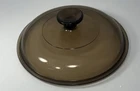 PYREX Amber Brown Replacement Round Lid V-2.5-C VTG Vision Set Knob Top UV Glow