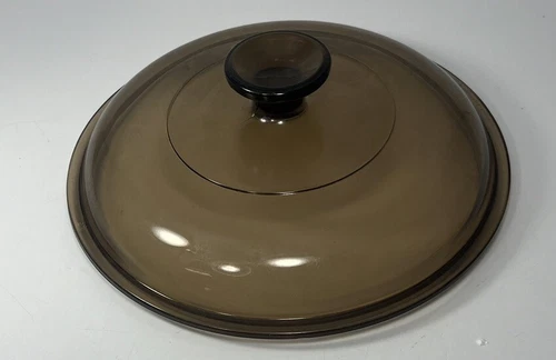 PYREX Amber Brown Replacement Round Lid V-2.5-C VTG Vision Set Knob Top UV Glow