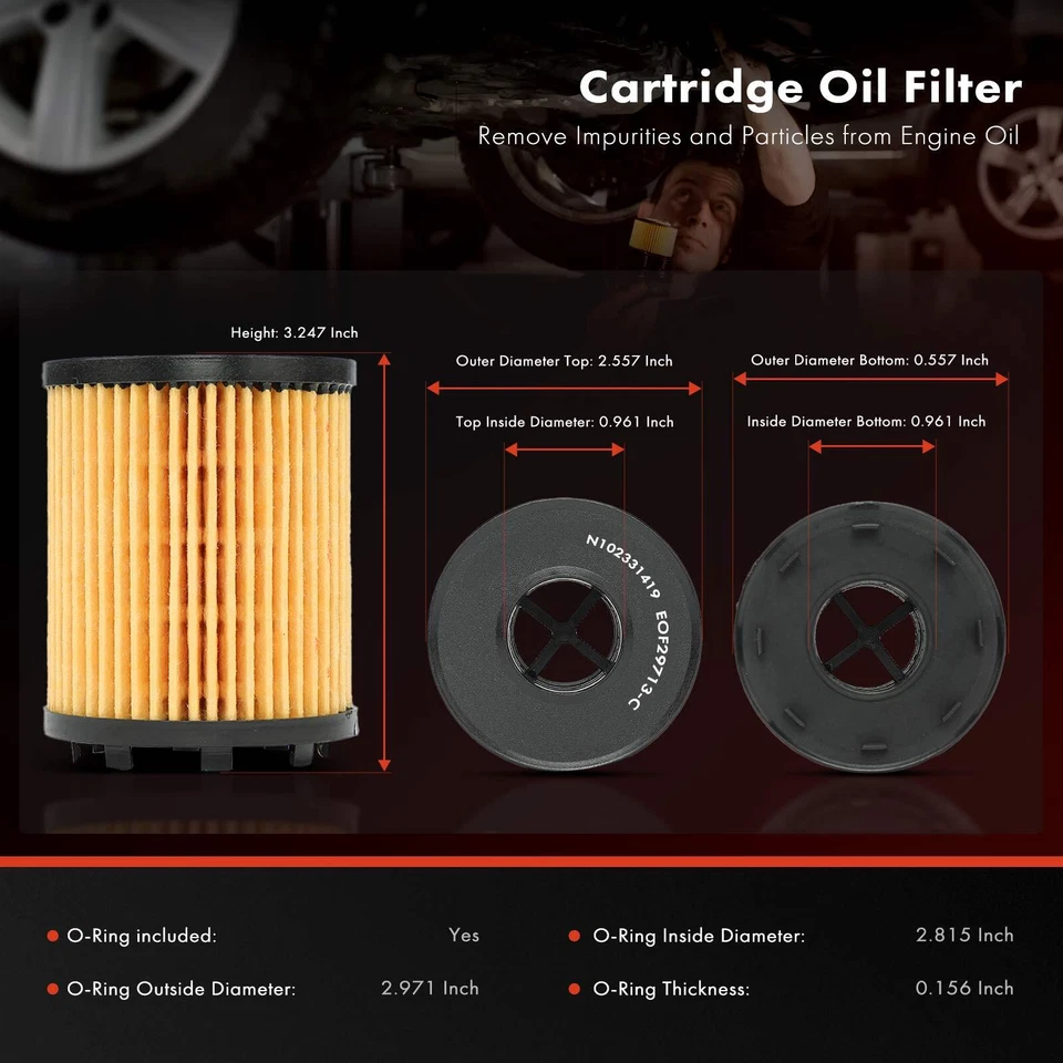 Filtro de óleo do motor 12 peças para Dodge Dart 2013-2016 Fiat 500 2012-2019 500L Jeep - Imagem 2 de 4