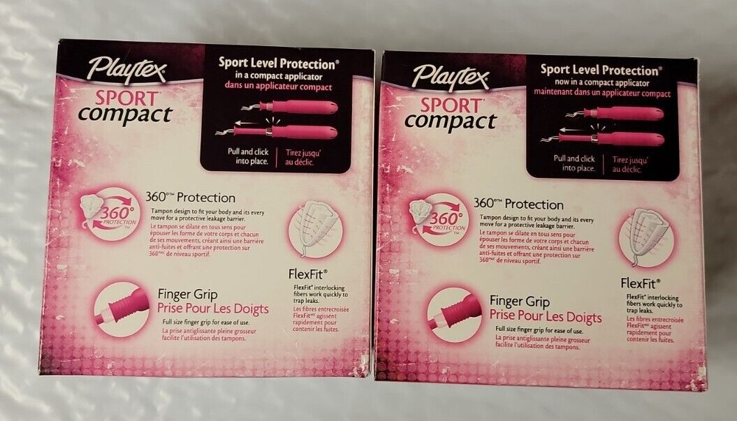 2x Playtex Sport Compact Tampons UNSCENTED SUPER 18 ct (36 ct)