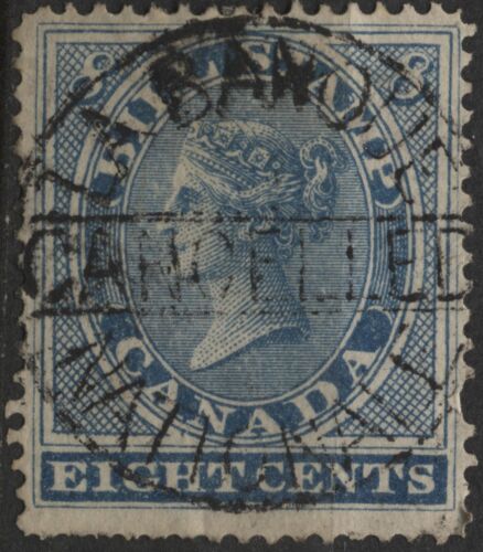 Canada 1864 VanDam #FB8 8c blue bill stamp, 1st issue, perf 13.5 used - Foto 1 di 1