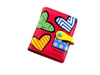 Romero Britto Small Wallet: Multi Hearts -fuchsia Background Romero Britto Small Wallet: Multi Hearts -fuchsia Background