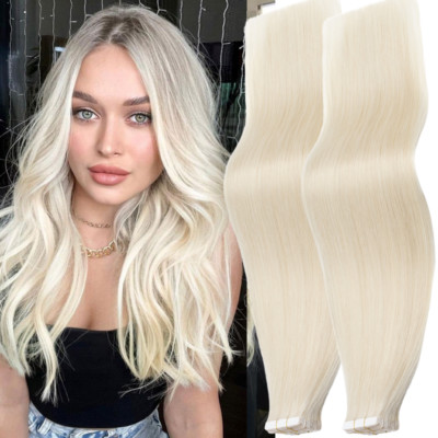 150G 60PCS Thick Tape In Remy Human Hair Extensions Full Head Balayag Skin Weft