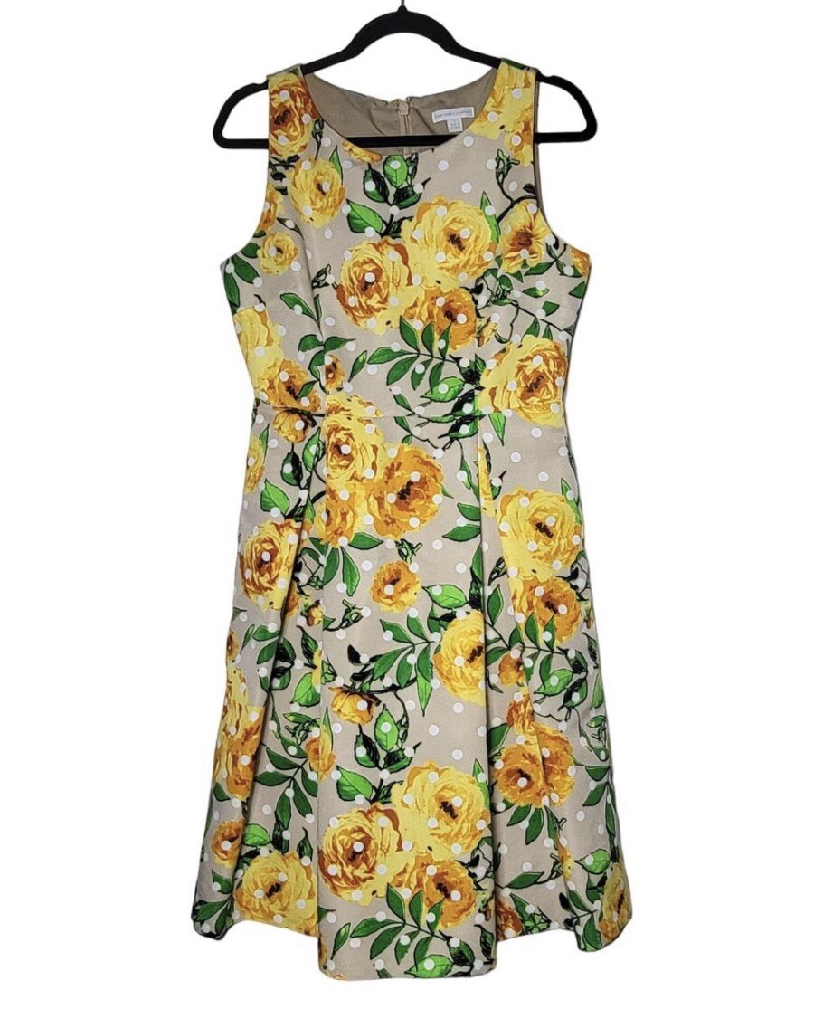 New York & Company Women's yellow Rose Floral Polka Dot