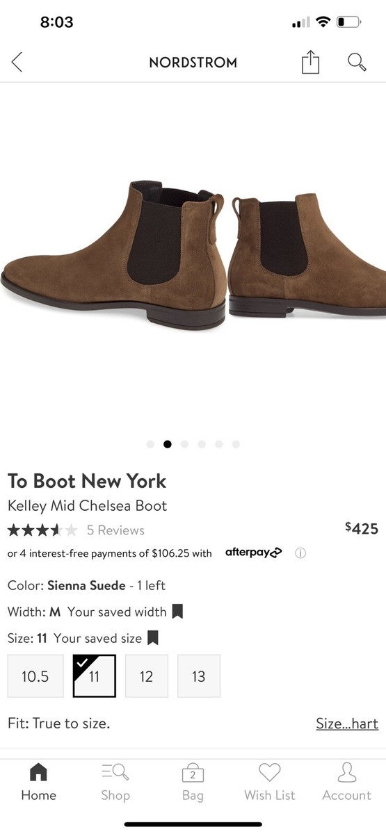 To Boot New York “Kelley” Suede Chelsea Boots Size 11.5 MSRP  display picture 2