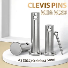 16MM 20MM Clevis Pins & Cotter Split Pins A2 Stainless Steel Metric All Sizes