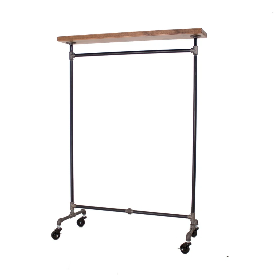 Промышленный стеллаж для труб и одежды с деревянной верхней полкой из кедра винтаж William Robert - Изображение 2 из 4