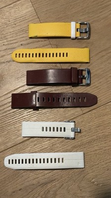 3x Garmin Fenix 5s Armbänder (20mm) gelb, weiß, lederoptik