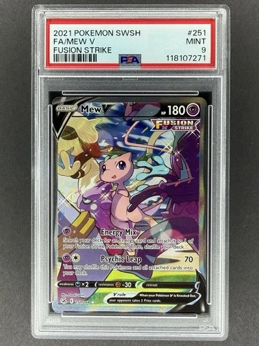 Mew V Full Art Ultra Rare #251/264 Pokemon SWSH Fusion Strike  PSA 9 MINT