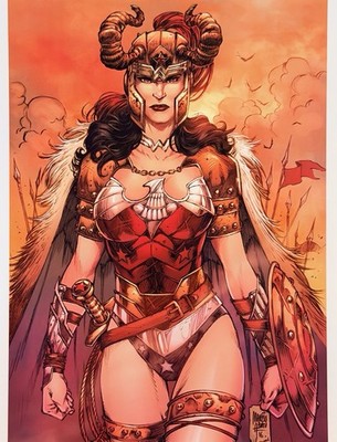 Wonder Woman Art Print by Marcio Abreu - Approx 8x10 Art / 11x14 Board Mounted