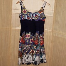 Nine West Womens Blue Floral Fit And Flare Sleeveless Dress 6