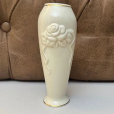 Lenox Ivory Rose Bud Vase 6" Gold Trim Handcrafted Porcelain Tabletop Decor Gft