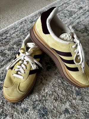 Adidas Gazelle Bold Yellow Suede Burgundy Accent Women s 6