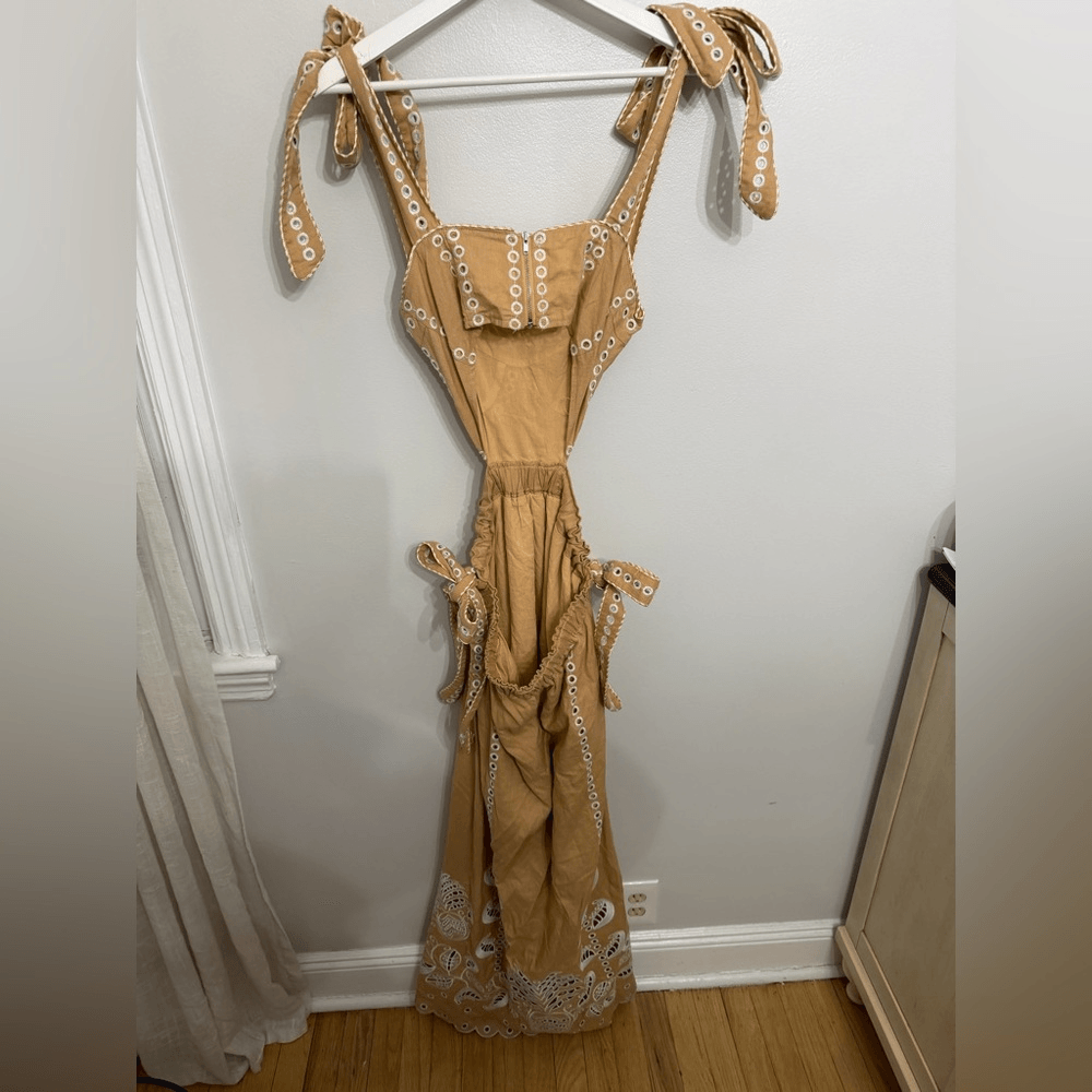 FARM Rio Sand Richilieu Sleeveless Midi Dress | eBay