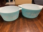 Vintage Pyrex Set of 2 Butterprint Turquoise rare Pyrex casserole dish