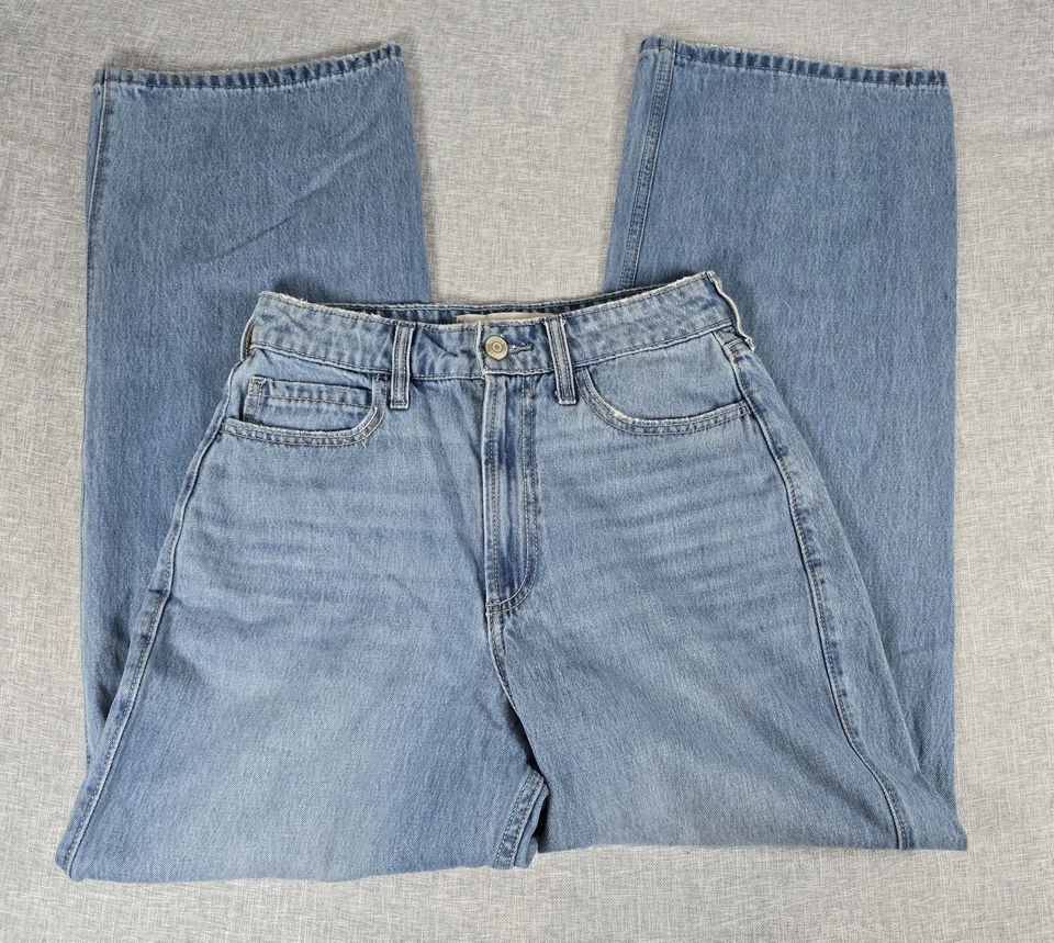 Pantalones de mezclilla Hollister con curvas holgados pierna ancha tiro alto para mujer 4R W27 azul claro lavado Foto 4 de 4