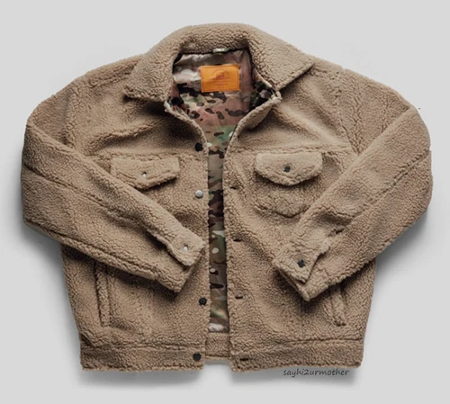 L - QILO SHRUCKER JACKET TAN MULTICAM SHERPA TRUCKER SATIN LINING HIGH PILE image 4