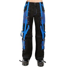 Men Black Tripp Pant Punk Rock Gothic Style Trouser with Blue Straps 100 cotton