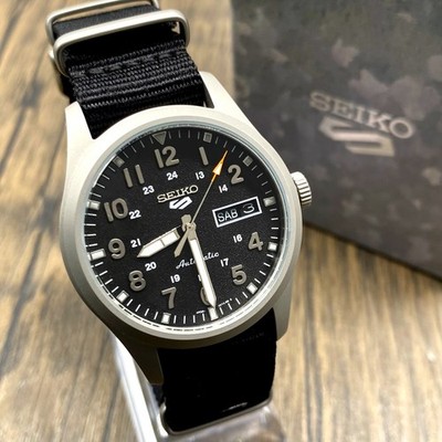 Seiko 5 Sports Men's Watch Black Dial Nylon Strap Automatic Men's Watch SRPG37