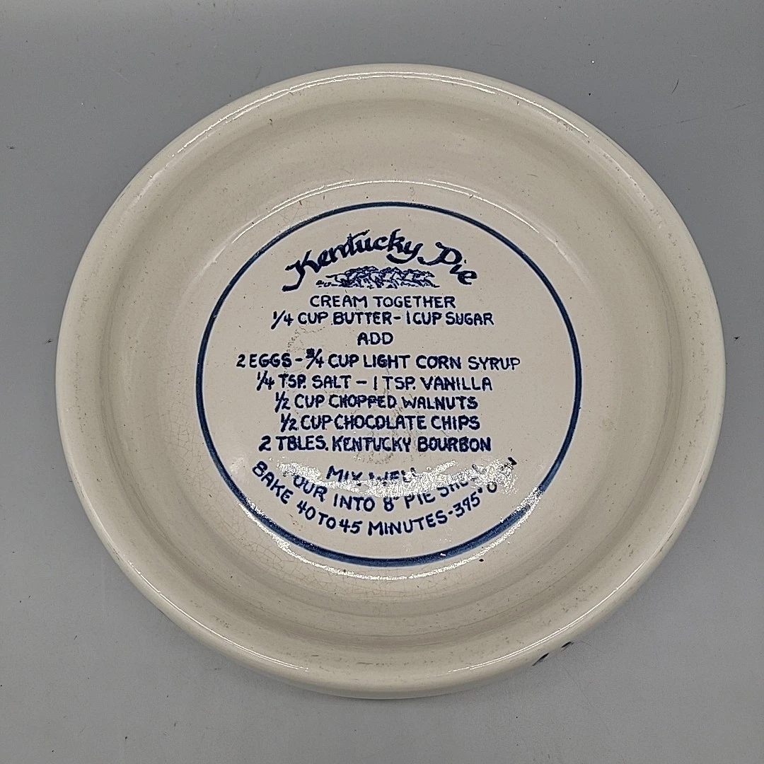 VTG Louisville Stoneware 9” Pie Plate Horses Kentucky Derby Pie Recipe 2000