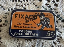 VINTAGE TIN BOX FIXACO FOR COUGHS VOICE BREATH 5 CENTS