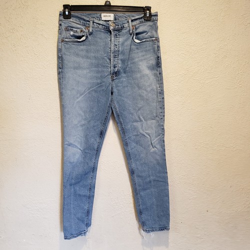 Jeans AGOLDE para mujer talla 30 pierna recta botón mosca dobladillo crudo denim premium - Imagen 3 de 9