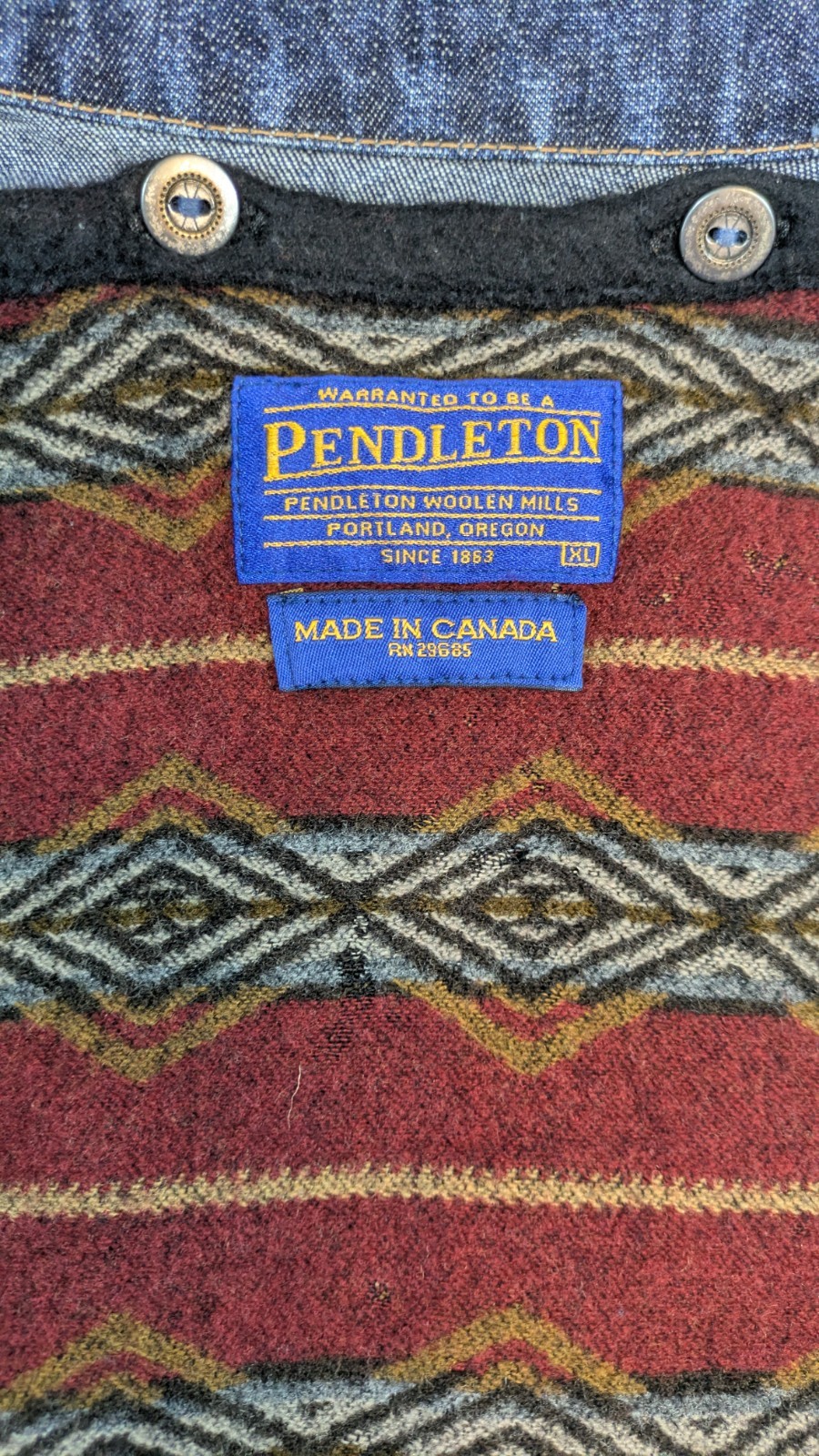 Vintage Pendleton Denim Jacket  Aztec Blanket Lin… - image 18