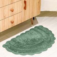 Chardin Home Sage Green Crochet Bath Rug 100 Cotton Semicircle 20x32