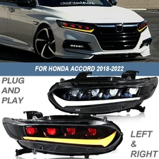 Pair Red Devil Eye LED Headlights For Honda Accord 10Th Gen 2018-2022 Head Lamps
