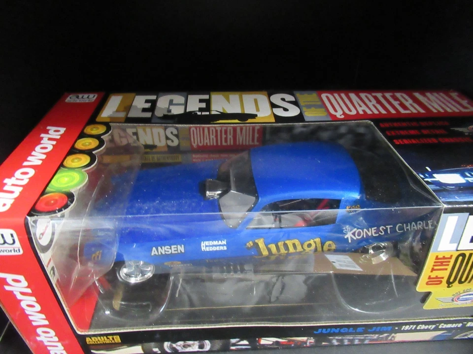 JUNGLE JIM 1971 CHEVY CAMARO FUNNY CAR 1:18 AUTO WORLD LEGENDS OF QUARTER MILE - Image 3 of 4
