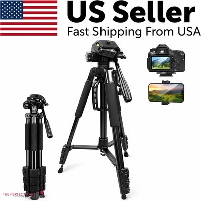 55'' Portable Heavy-Duty Tripod for Phone & Camera w/ Cold Shoe Aluminum alloy